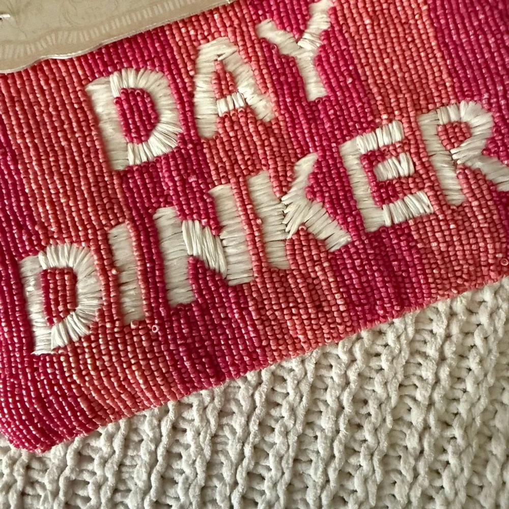 Pink and Green Beaded Travel Pouch - Picture 2 of 2